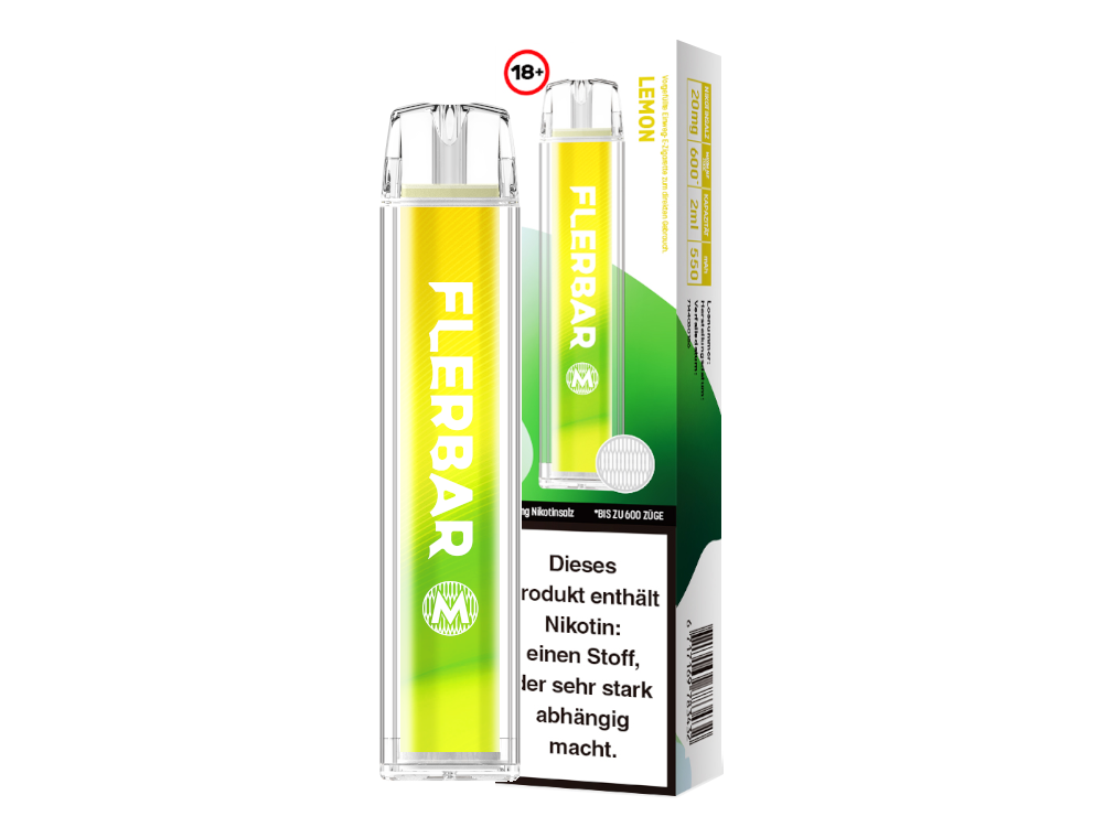 Flerbar - M Einweg E-Zigarette - Lemon 20 mg/ml