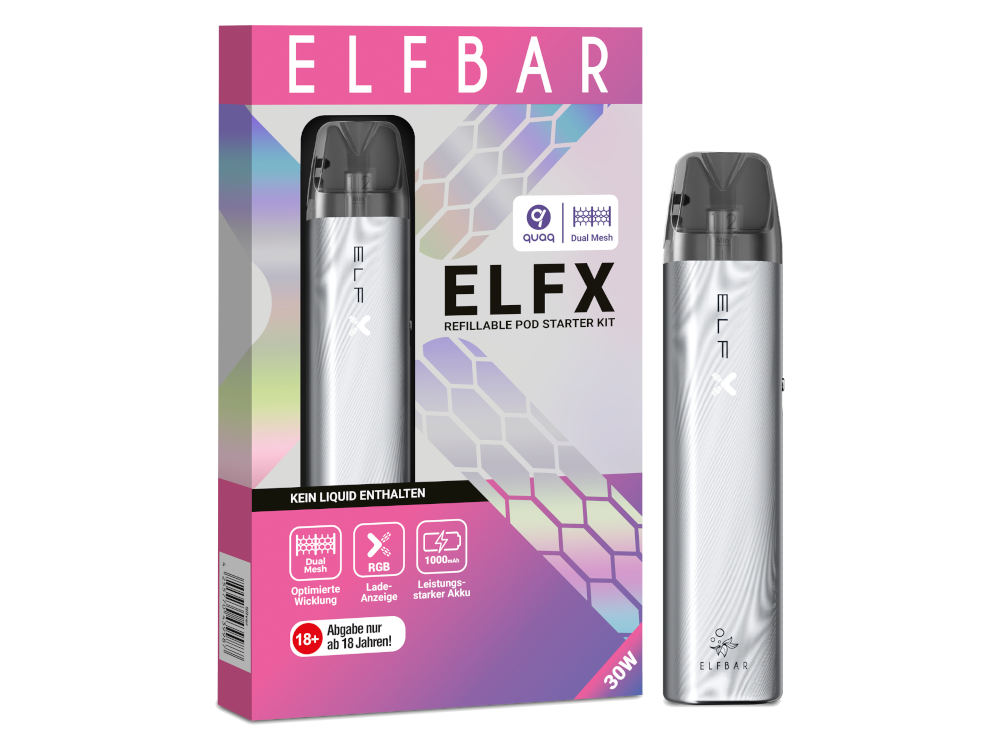 Elfbar - Elfx E-Zigaretten Set silber 100er Packung
