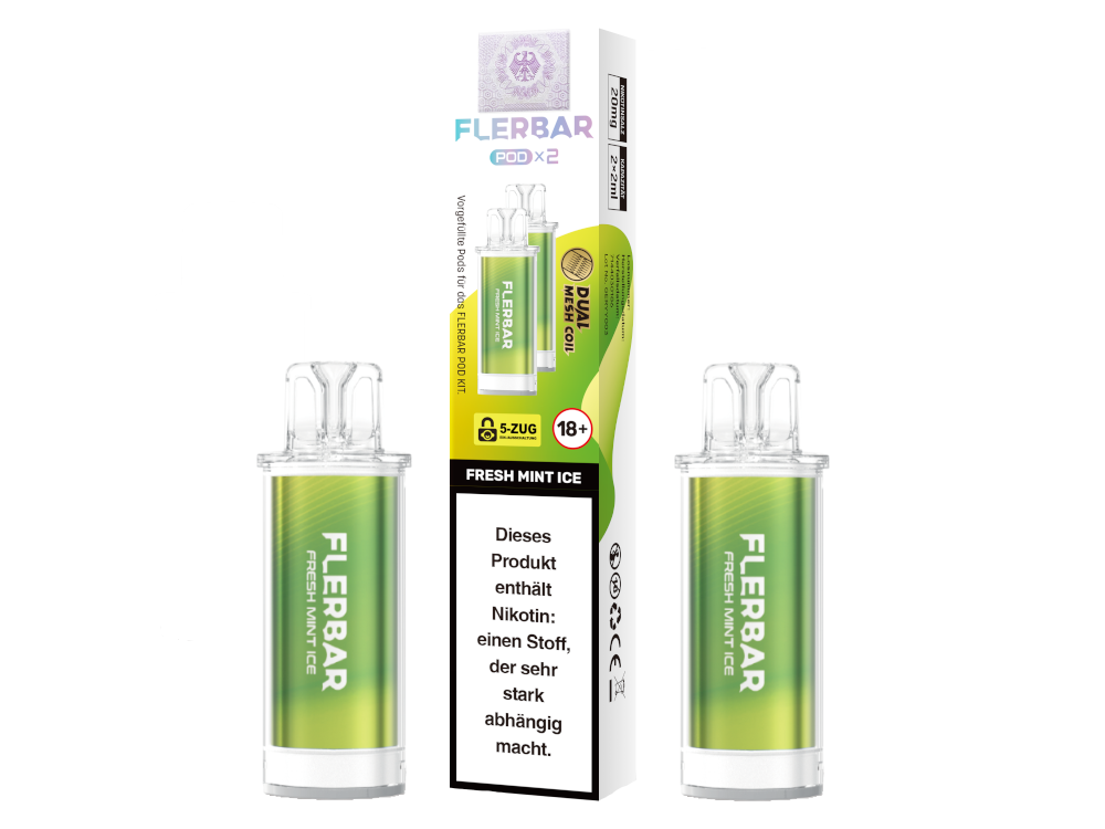 Flerbar - POD Fresh Mint Ice 20 mg/ml (2 Stück pro Packung) 400er Packung