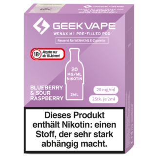 GEEKVAPE - Wenax M1 Pod Blueberry & Sour Raspberry 20 mg/ml (2 Stück pro Packung) 5er Packung