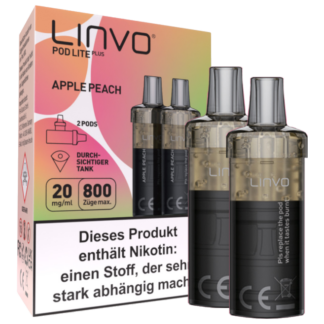 Linvo - Pod Lite Plus Cartridge Apple Peach 20 mg/ml (2 Stück pro Packung) 10er Packung