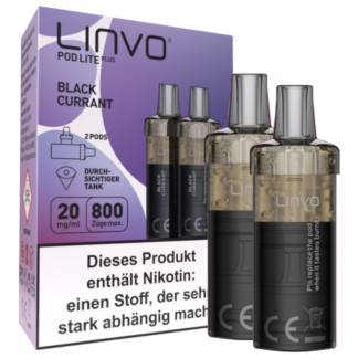 Linvo - Pod Lite Plus Cartridge Blackcurrant 20 mg/ml (2 Stück pro Packung) 10er Packung